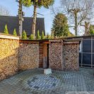 Schuppen-Sauna und Holzvorrat